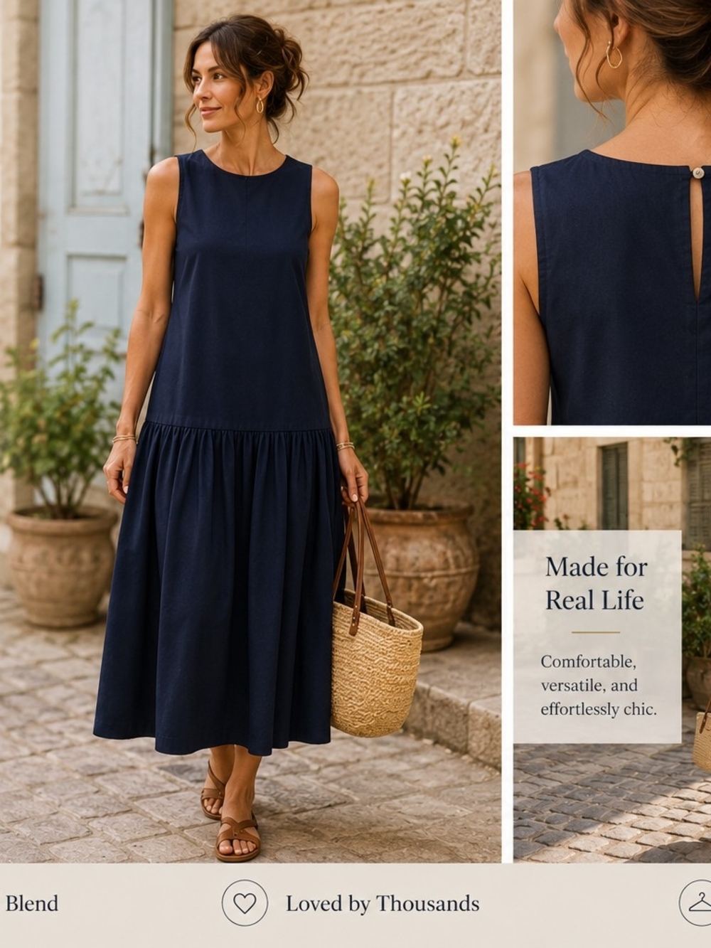 Maeve Navy Sleeveless Maxi Dress